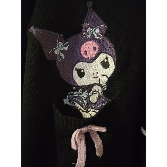 Sanrio Black Cardigan Sweater with Lavender Accents - Picture 3 of 9
